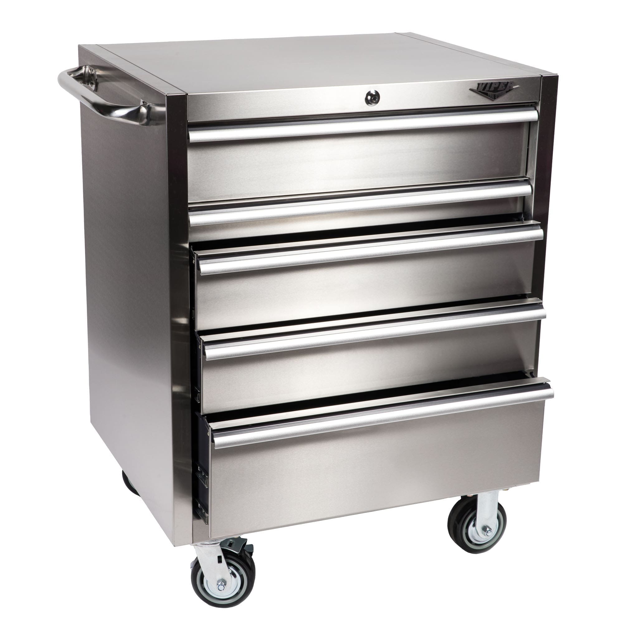 Viper Tool Storage 30-in W x 41-in H 5-Drawer Stainless Steel Rolling Tool Cabinet (Stainless Steel) Viper Tool Storage 30-in W x 41-in H 5-Drawer Stainless Steel Rolling Tool Cabinet (Stainless Steel)
