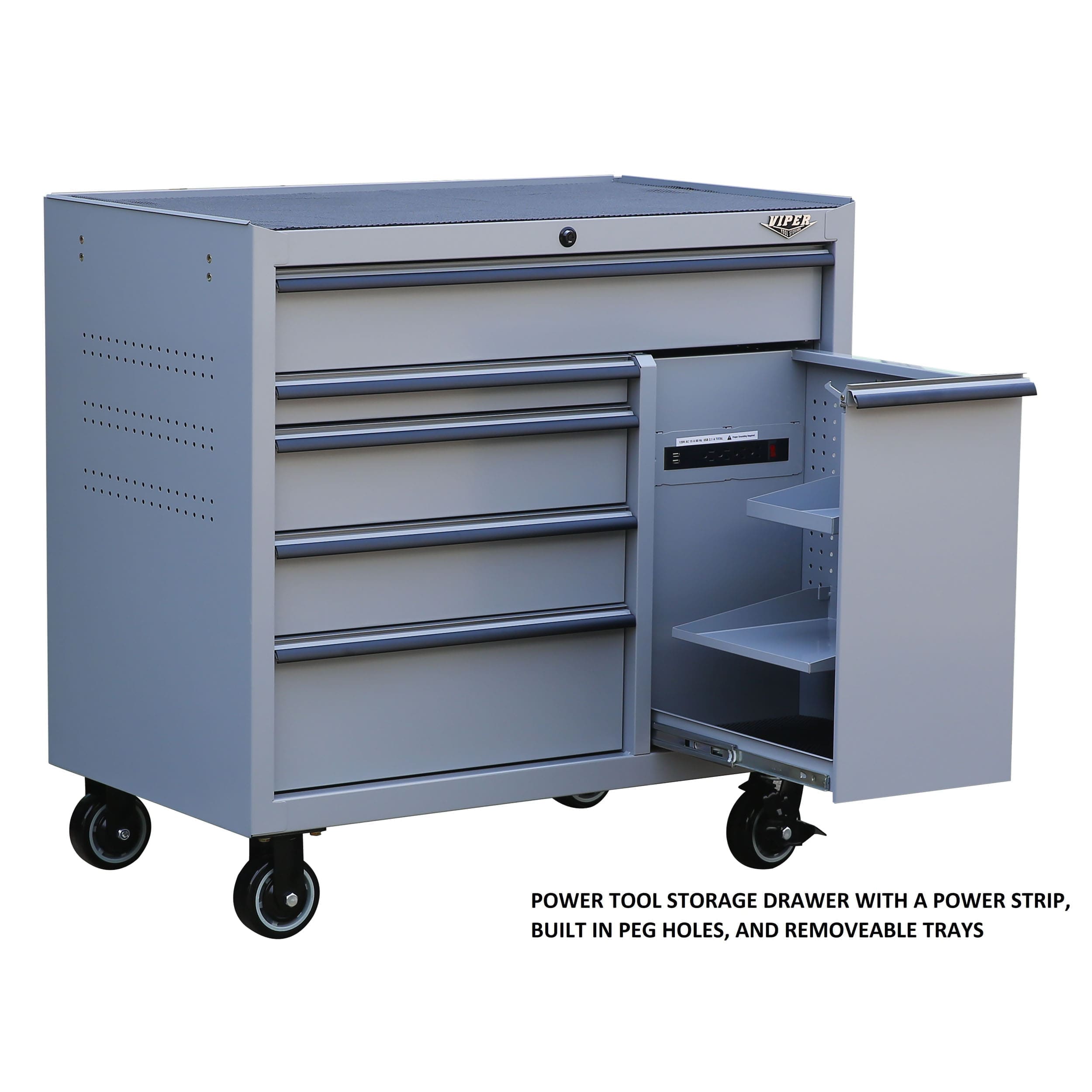 Viper Tool Storage 41-Inch 6-Drawer Steel Rolling Cabinet, Sonic Gray Viper Tool Storage 41-Inch 6-Drawer Steel Rolling Cabinet, Sonic Gray